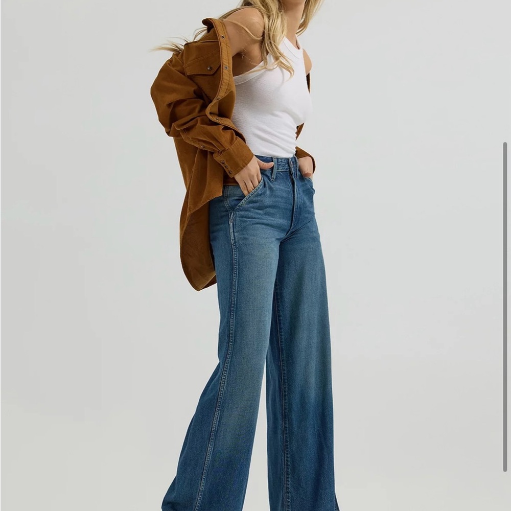 Wrangler Womens High Rise Trouser - Grease Blue